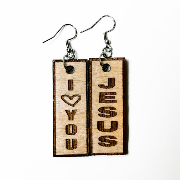 Praise Phrase Earrings- "I Love You Jesus"