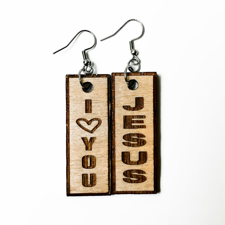 Praise Phrase Earrings- "I Love You Jesus"